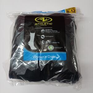 Athletic Works Women's Crew Socks 10 PAIRS Shoe Size 8-12 Cushioned BLACK